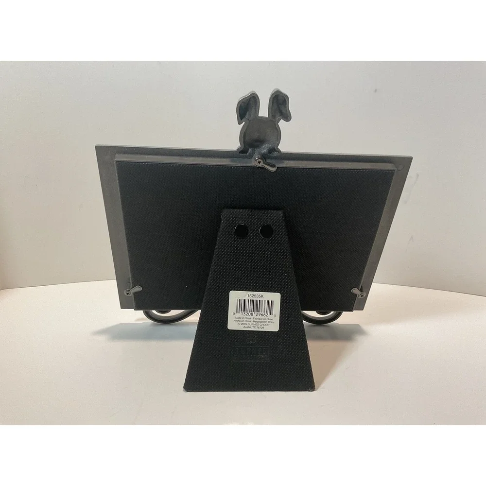 Burnes of Boston Double Oval Photo Frame Pewter Bunny Ears Easel Back Tabletop